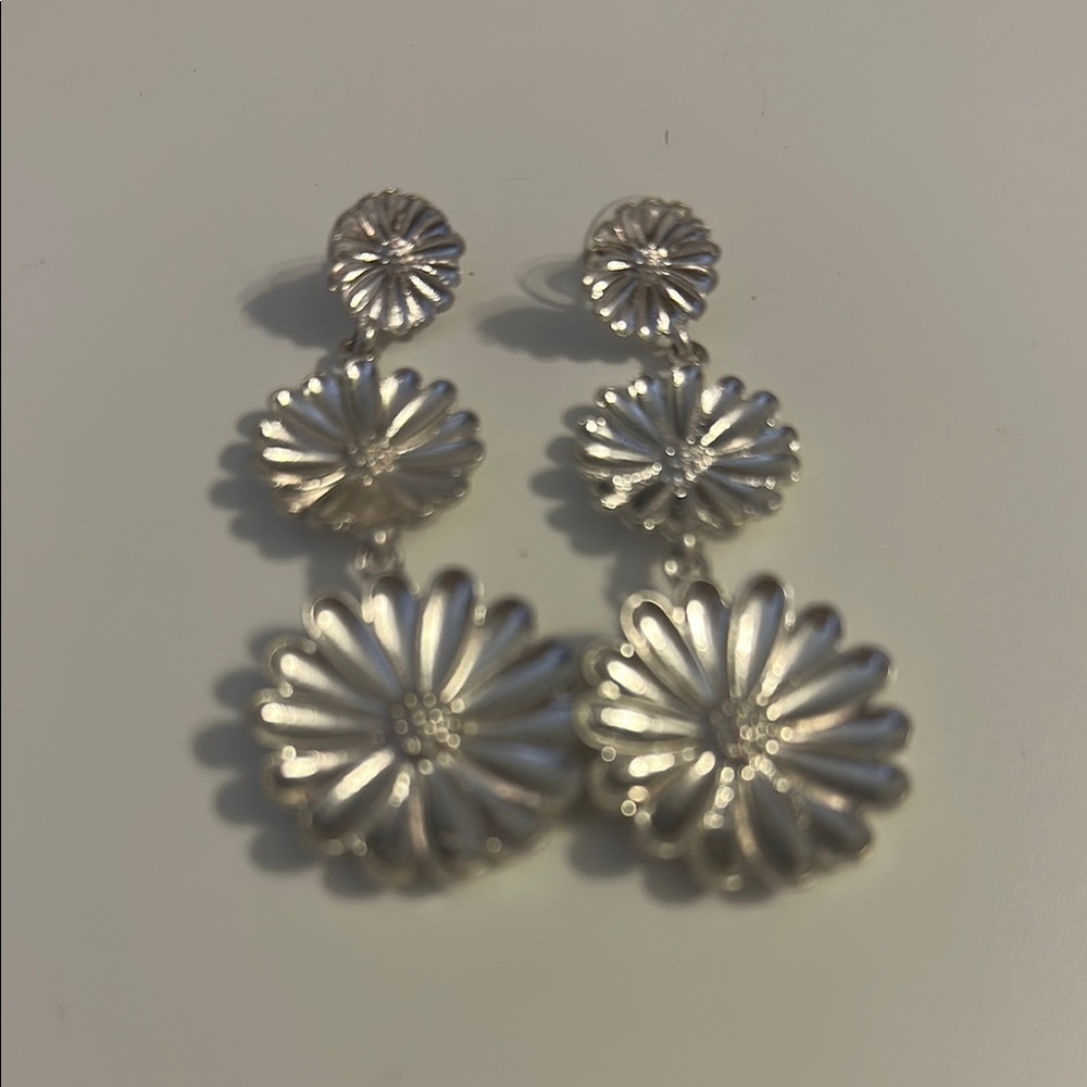 Elegant Silver Floral Earrings